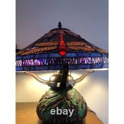 Tiffany Style Table Lamp Dragonfly Mosaic Base Small Desk Bed Living Room Light