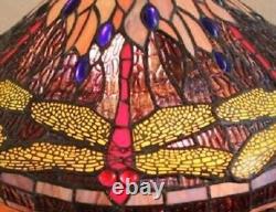 Tiffany Style Table Lamp Dragonfly Mosaic Base Small Desk Bed Living Room Light
