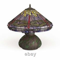 Tiffany Style Table Lamp Dragonfly Mosaic Base Small Desk Bed Living Room Light