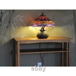 Tiffany Style Table Lamp Dragonfly Mosaic Base Small Desk Bed Living Room Light