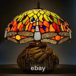 Tiffany Style Table Lamp Dragonfly, Small Stained Glass Lamp for Bedside, Bedroo