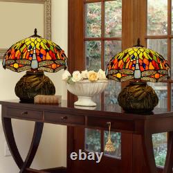 Tiffany Style Table Lamp Dragonfly, Small Stained Glass Lamp for Bedside, Bedroo