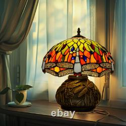 Tiffany Style Table Lamp Dragonfly, Small Stained Glass Lamp for Bedside, Bedroo