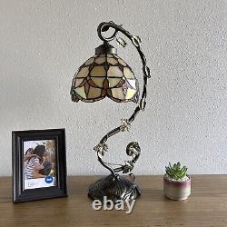 Tiffany Style Table Lamp Gold Stained Glass Baroque Style H21