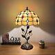 Tiffany Style Table Lamp Gold Stained Glass Crystal Beans Led Bulb Included H22