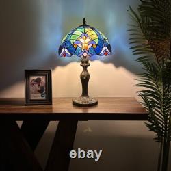 Tiffany Style Table Lamp Green Blue Stained Glass Included LED Bulb 12W19H