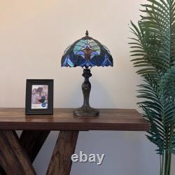 Tiffany Style Table Lamp Green Blue Stained Glass Included LED Bulb 12W19H