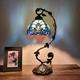 Tiffany Style Table Lamp Green Blue Stained Glass Included Led Bulb 21h11w8