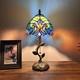 Tiffany Style Table Lamp Green Blue Stained Glass Led Bulb Include 8w8d16h