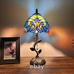 Tiffany Style Table Lamp Green Blue Stained Glass LED Bulb include 8W8D16H