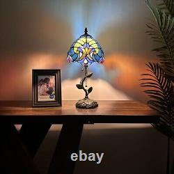 Tiffany Style Table Lamp Green Blue Stained Glass LED Bulb include 8W8D16H