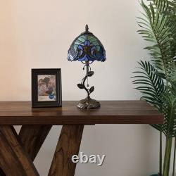 Tiffany Style Table Lamp Green Blue Stained Glass LED Bulb include 8W8D16H