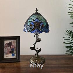 Tiffany Style Table Lamp Green Blue Stained Glass LED Bulb include 8W8D16H