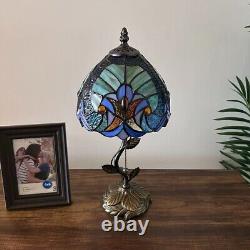 Tiffany Style Table Lamp Green Blue Stained Glass LED Bulb include 8W8D16H