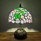 Tiffany Style Table Lamp Green Leaves Purple Stained Glass Led Bulb Include 14h