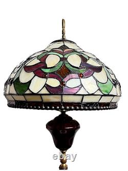 Tiffany Style Table Lamp Green Red Amber Stained Glass Lamp 25 1/2 x 14