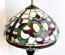 Tiffany Style Table Lamp Green Red Amber Stained Glass Lamp 25 1/2 x 14