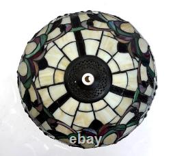 Tiffany Style Table Lamp Green Red Amber Stained Glass Lamp 25 1/2 x 14