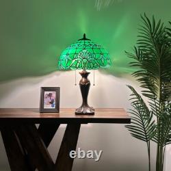 Tiffany Style Table Lamp Green Stained Glass Baroque Style Lavender 16W24'H