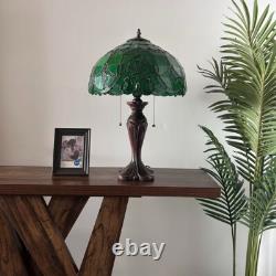 Tiffany Style Table Lamp Green Stained Glass Baroque Style Lavender 16W24'H