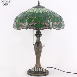 Tiffany Style Table Lamp Green Stained Glass Dragonfly Bedside Lamp 16X16X24 Inc