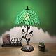 Tiffany Style Table Lamp Green Stained Glass Green Leaves Led Bulb Included H22