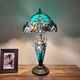 Tiffany Style Table Lamp Green Stained Glass Liaison Included Led Bulbs H22w12