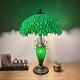 Tiffany Style Table Lamp Green Stained Glass Mother-daughter Led Bulb 24h16w
