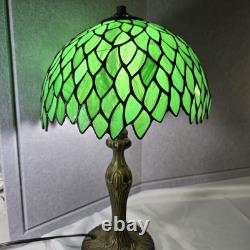 Tiffany Style Table Lamp Green Wisteria Stained Glass Vintage Bedside Light