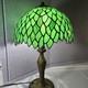 Tiffany Style Table Lamp Green Wisteria Stained Glass Vintage Bedside Light