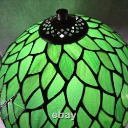 Tiffany Style Table Lamp Green Wisteria Stained Glass Vintage Bedside Light