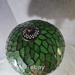 Tiffany Style Table Lamp Green Wisteria Stained Glass Vintage Bedside Light