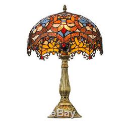 Tiffany Style Table Lamp Handcrafted Victorian Stained Glass Bedroom Desk Light