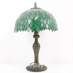 Tiffany Style Table Lamp Light Green Wisteria Stained Glass Lampshade 18 Inch