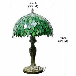 Tiffany Style Table Lamp Light Green Wisteria Stained Glass Lampshade 18 Inch