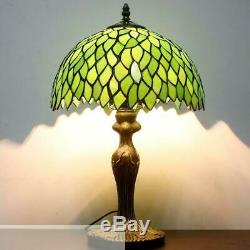 Tiffany Style Table Lamp Light Green Wisteria Stained Glass Lampshade 18 Inch