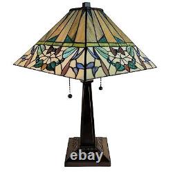 Tiffany Style Table Lamp Mission 22 Tall Stained Glass N/A