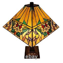 Tiffany Style Table Lamp Mission 22 Tall Stained Glass N/A