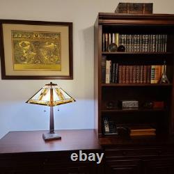 Tiffany Style Table Lamp Mission 23 Tall Stained Glass Multi-Colored