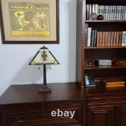 Tiffany Style Table Lamp Mission 23 Tall Stained Glass Multi-Colored
