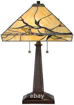 Tiffany Style Table Lamp Mission Bronze Tree Branch Glass Living Room Bedroom