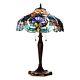 Tiffany Style Table Lamp Multicolor Dragonfly Stained Glass Bronze Fin. 24 High