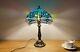 Tiffany Style Table Lamp Sea Blue Stained Glass Dragonfly Accent Lamp 18 Tall