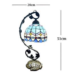Tiffany Style Table Lamp Sea & Sky Pattern Dome Shaped Stained Glass 51 cm Tall