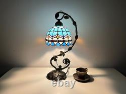 Tiffany Style Table Lamp Sea & Sky Pattern Dome Shaped Stained Glass 51 cm Tall