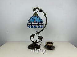 Tiffany Style Table Lamp Sea & Sky Pattern Dome Shaped Stained Glass 51 cm Tall