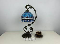 Tiffany Style Table Lamp Sea & Sky Pattern Dome Shaped Stained Glass 51 cm Tall