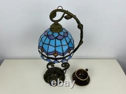 Tiffany Style Table Lamp Sea & Sky Pattern Dome Shaped Stained Glass 51 cm Tall