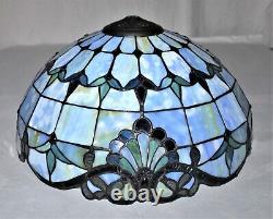 Tiffany Style Table Lamp Shade Blue-White-Yellow Stained Glass 16 Diameter