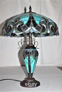 Tiffany Style Table Lamp Shade Multi-Color Stained Glass 16 Diameter